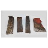 3 Metal Splitting Wedges and Cast Iron Axe Head