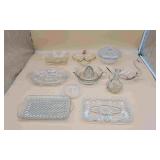 Various Clear Patterned Glass Items