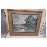 Robert Wood Framed Watercolor Lake Scene Print