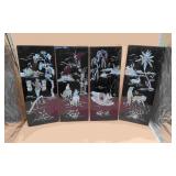 4 Black Blacqer Wall Panels