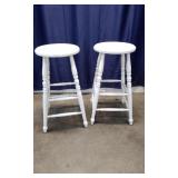 Pair Of White Wooden Stools
