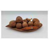 Bowl Of Wooden Crafted Fruit Decor