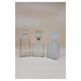 3 Clear Glass Decanters