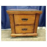 Wooden Nightstand With Glass Top