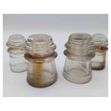4 Various Sized "Hemingray" Glass Insulators