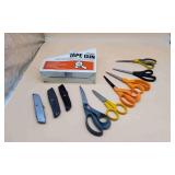 Tape Gun, Scissors, and Box Cutters