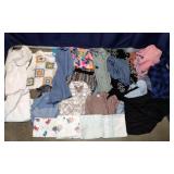 Box of Clothes, Throw Blankets, and Misc