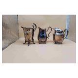 3 Silver Plated Pitchers with Makers Marks