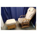 Upholstered Wooden Glider Rocker & Ottoman