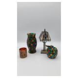 Stained Glass Table Lam and Misc Decor