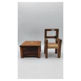 Tiny Wooden Chair and Foot Stool