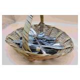 Basket Of Misc Silverware