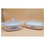 2 Corning Ware Corn Flour Blue Casserole Dishes