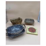 Decorative Baskets and Misc Trivets