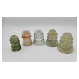 Hemingray & 4 Crackle Glass Insulators