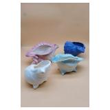 4  Ceramic Conch Shell Planters