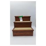 3 Step Wooden Carpeted Pet Stairs w/ Storage