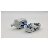 Delft Pottery Piggy Bank & Clog
