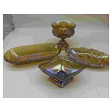 4 Carnival Glass "Marigold" Candy Dishes