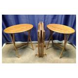 Set Of 4 Wooden Folding TV Tray Tables W Rack