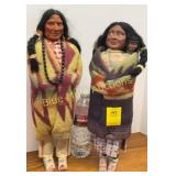 2 vintage plastic painted face Skookum dolls