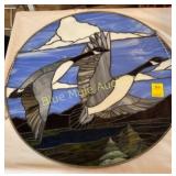 Rd stained glass Flying Geese-25'diameter-damaged
