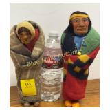 2 vintage M.F. Woods paper-mï¿½chï¿½ Skookum dolls