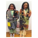 2 vintage plastic painted face Skookum dolls