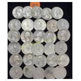 30 silver Quarters 1940s & 50s