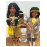 2 vintage plastic painted face Skookum dolls