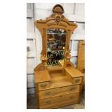 Antique dresser w/mirror-87'tall,20ï¿½deep,41ï¿½across