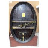 Barrel style dispenser in wood stand-