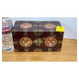Oriental style jewelry box w/misc. jewelry