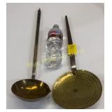 2 copper / brass ladles, 1 slotted