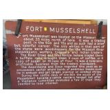 Large red Fort Musselshell wood hanging sign-