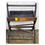 Wooden handle basket on stand-