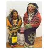 2 vintage M.F. Woods paper-mï¿½chï¿½ Skookum dolls