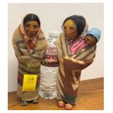 2 vintage M.F. Woods paper-mï¿½chï¿½ Skookum dolls