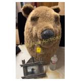 Large bear head hand puppet & twig frame