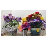 Flower pot, mini bucket & fake flowers