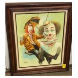 William Hoffman oil on canvas Clown on Swing-32x27