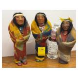 3 vintage M.F. Woods papier-mï¿½chï¿½ Skookum dolls