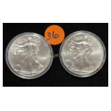 2 silver 2012 Eagle Dollars