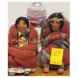 2 vintage M.F. Woods paper-mï¿½chï¿½ Skookum dolls