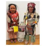 2 vintage plastic painted face Skookum dolls