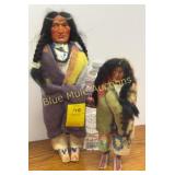 2 vintage plastic painted face Skookum dolls