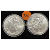 2 silver 2012 Eagle Dollars