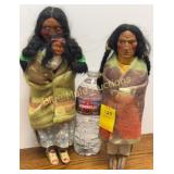 2 vintage plastic painted face Skookum dolls