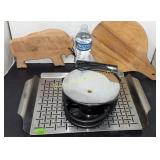 Belgian Waffle iron, Buffalo cutting board, Weber