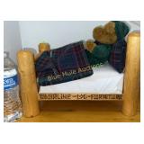 Bear in Timbrline Log Furniture w/blanket & pillow